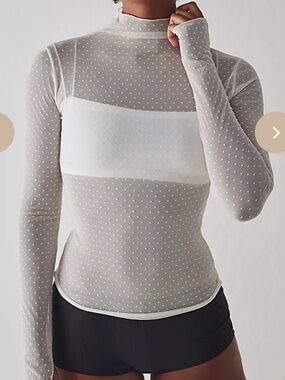 Free People Sheer Mock Neck Long Sleeve Top